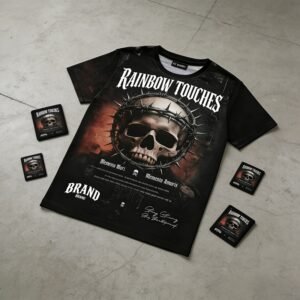 Custom All-Over Skull Graphic T-Shirt - Style F047DA