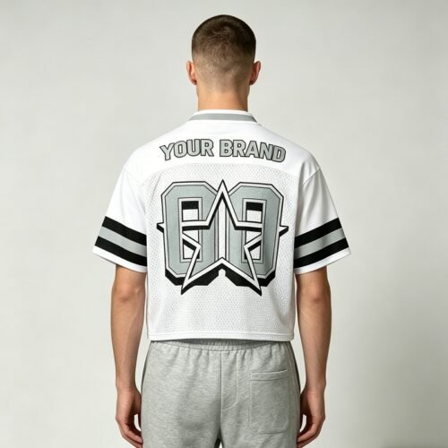 Custom Cropped Mesh Graphic Football Jersey - Style 463D0D