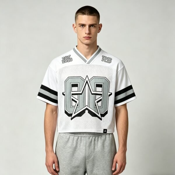 Custom Cropped Mesh Graphic Football Jersey - Style 463D0D - product detail view 4 Custom Cropped Mesh Graphic Football Jersey - Style 463D0D - product detail view 4
