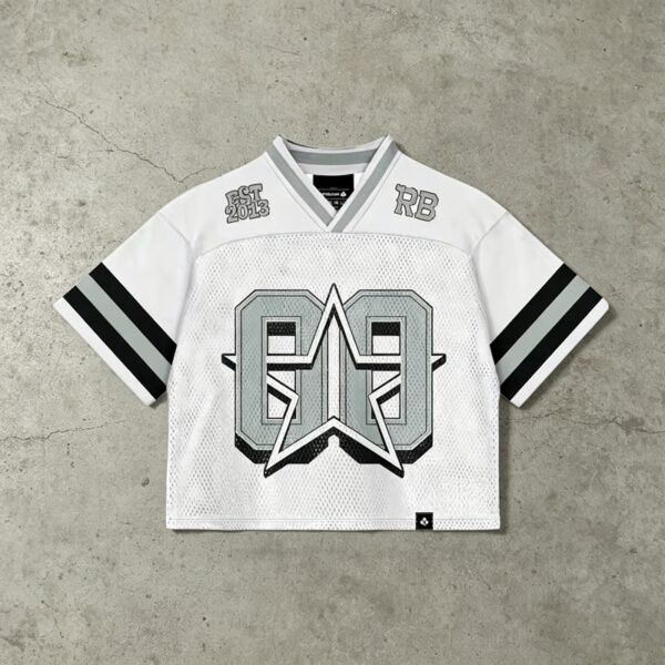Custom Cropped Mesh Graphic Football Jersey - Style 463D0D - product detail view 8 Custom Cropped Mesh Graphic Football Jersey - Style 463D0D - product detail view 8