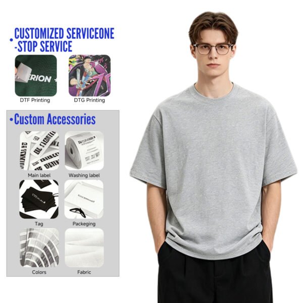 Custom Two-Ply 240 GSM Oversized Cotton T-Shirt | - Style 0BB079 - product detail view 2 Custom Two-Ply 240 GSM Oversized Cotton T-Shirt | - Style 0BB079 - product detail view 2