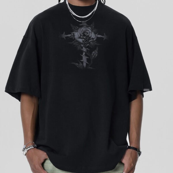 Custom 250GSM Rose Graphic Oversized T-Shirt - Style B41CCA - product detail view 5