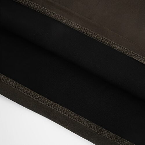 Custom Heavyweight Suede-Reference Oversized T-Shirt | VWT-260 - Style F2F474 Close-up of the seam and interior fabric of a dark olive green oversized t-shirt.