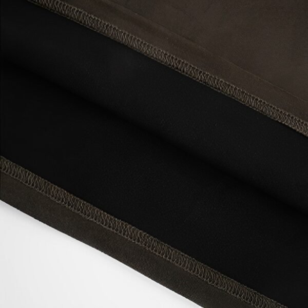 Custom Heavyweight Suede-Reference Oversized T-Shirt | VWT-260 - Style F2F474 Close-up of the seam and interior fabric of a dark olive green oversized t-shirt.