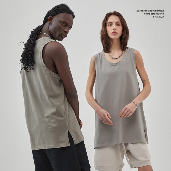 Custom 275 GSM Vintage-Washed Unisex Tank Top 711 - Style A1F98B - product detail view 2 Custom 275 GSM Vintage-Washed Unisex Tank Top 711 - Style A1F98B - product detail view 2
