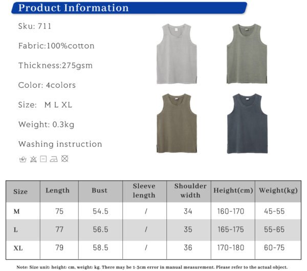 Custom 275 GSM Vintage-Washed Unisex Tank Top 711 - Style A1F98B - product detail view 5 Custom 275 GSM Vintage-Washed Unisex Tank Top 711 - Style A1F98B - product detail view 5