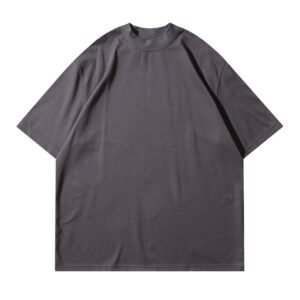 Dark grey heavyweight raglan sleeve t-shirt with mock neck