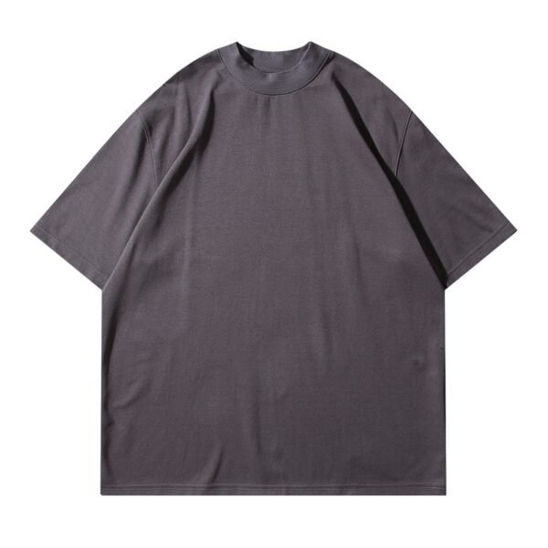Dark grey heavyweight raglan sleeve t-shirt with mock neck