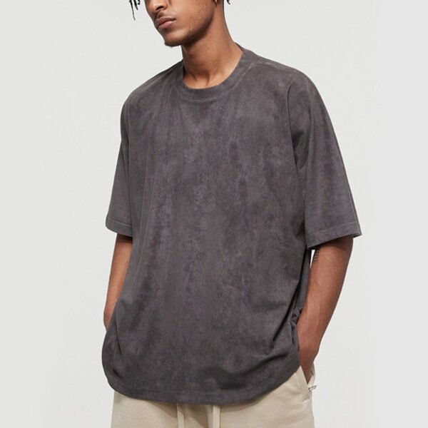 Custom 280 GSM Suede-Effect Oversized Blank T-Shirt - Style 10054A - product detail view 3