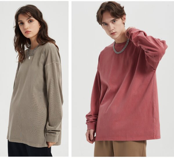 Custom 310 GSM Light-Wash Cotton Long-Sleeve T-Shirt 2151 - Style E491BC - product detail view 15 Custom 310 GSM Light-Wash Cotton Long-Sleeve T-Shirt 2151 - Style E491BC - product detail view 15