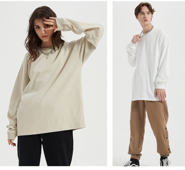 Custom 310 GSM Light-Wash Cotton Long-Sleeve T-Shirt 2151 - Style E491BC - product detail view 17 Custom 310 GSM Light-Wash Cotton Long-Sleeve T-Shirt 2151 - Style E491BC - product detail view 17