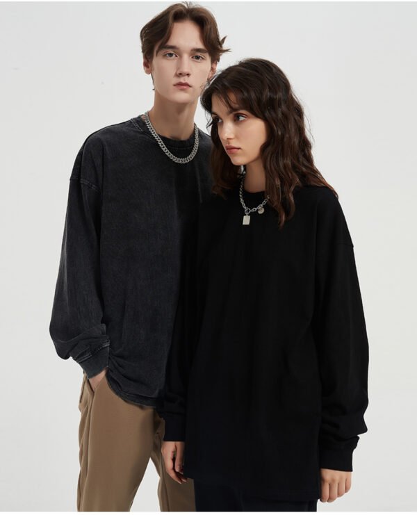 Custom 310 GSM Light-Wash Cotton Long-Sleeve T-Shirt 2151 - Style E491BC - product detail view 18 Custom 310 GSM Light-Wash Cotton Long-Sleeve T-Shirt 2151 - Style E491BC - product detail view 18