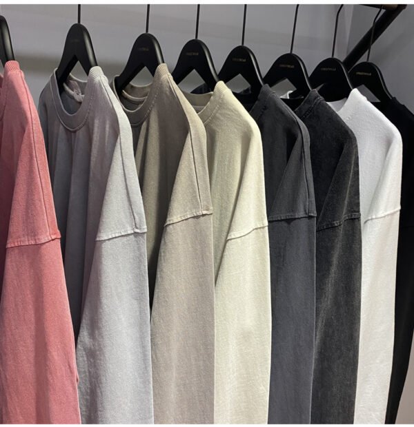 Custom 310 GSM Light-Wash Cotton Long-Sleeve T-Shirt 2151 - Style E491BC - product detail view 13 Custom 310 GSM Light-Wash Cotton Long-Sleeve T-Shirt 2151 - Style E491BC - product detail view 13