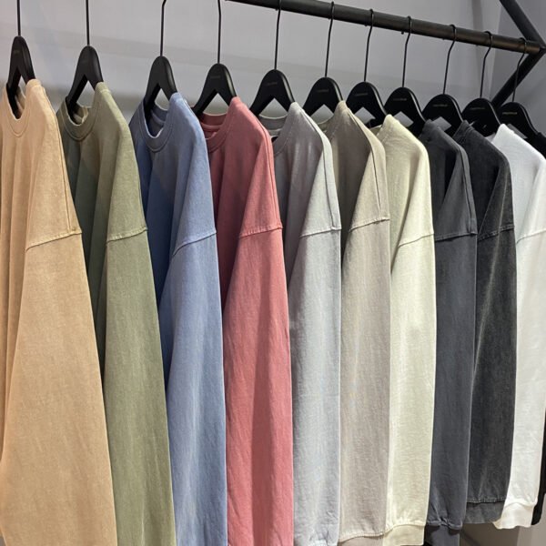 Custom 310 GSM Light-Wash Cotton Long-Sleeve T-Shirt 2151 - Style E491BC - product detail view 4 Custom 310 GSM Light-Wash Cotton Long-Sleeve T-Shirt 2151 - Style E491BC - product detail view 4