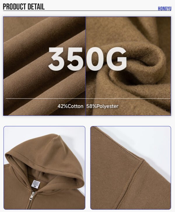 Custom 350 GSM Boxy Zip-Up Hoodie | - Style DFD7A7 - product detail view 8 Custom 350 GSM Boxy Zip-Up Hoodie | - Style DFD7A7 - product detail view 8