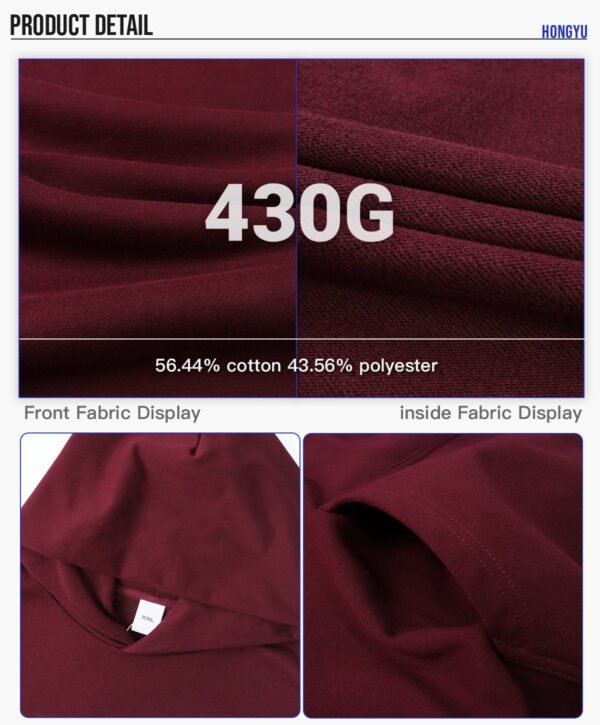 Custom 430 GSM Brushed Terry Pullover Hoodie - Style 09C1D1 - product detail view 7