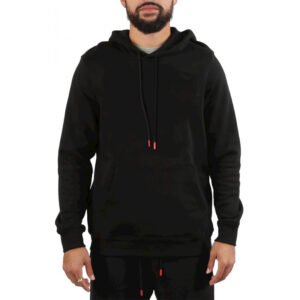 Men's black heavyweight cotton pullover hoodie