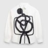 White long sleeve shirt with abstract black applique