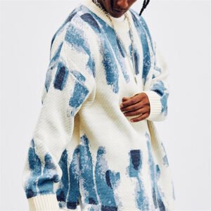 Men's abstract jacquard crewneck knit sweater