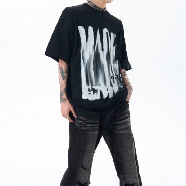 Custom Abstract Letter Graphic Streetwear T-Shirt - Style 97E0AD - product detail view 3 Custom Abstract Letter Graphic Streetwear T-Shirt - Style 97E0AD - product detail view 3