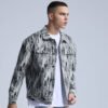 Custom Abstract Print Denim Trucker Jacket - Style 4FDBC0 - product detail view 2 Custom Abstract Print Denim Trucker Jacket - Style 4FDBC0 - product detail view 2