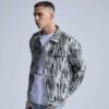 Custom Abstract Print Denim Trucker Jacket - Style 4FDBC0 - product detail view 3 Custom Abstract Print Denim Trucker Jacket - Style 4FDBC0 - product detail view 3
