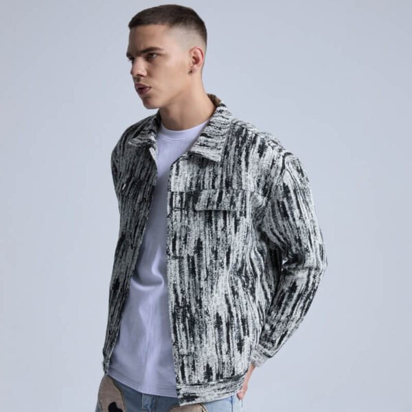 Custom Abstract Print Denim Trucker Jacket - Style 4FDBC0 - product detail view 3 Custom Abstract Print Denim Trucker Jacket - Style 4FDBC0 - product detail view 3