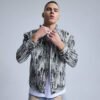 Custom Abstract Print Denim Trucker Jacket - Style 4FDBC0 - product detail view 4 Custom Abstract Print Denim Trucker Jacket - Style 4FDBC0 - product detail view 4