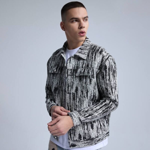Custom Abstract Print Denim Trucker Jacket - Style 4FDBC0 - product detail view 5 Custom Abstract Print Denim Trucker Jacket - Style 4FDBC0 - product detail view 5