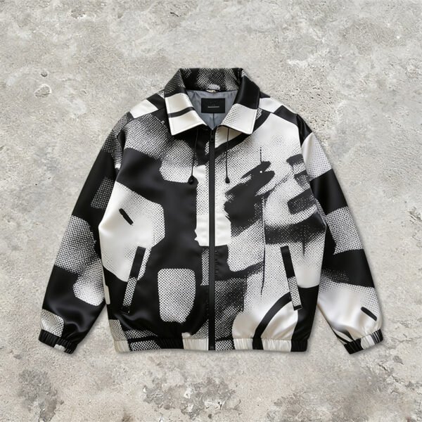 Custom Abstract Print Zip-Front Collar Jacket - Style 2965D5