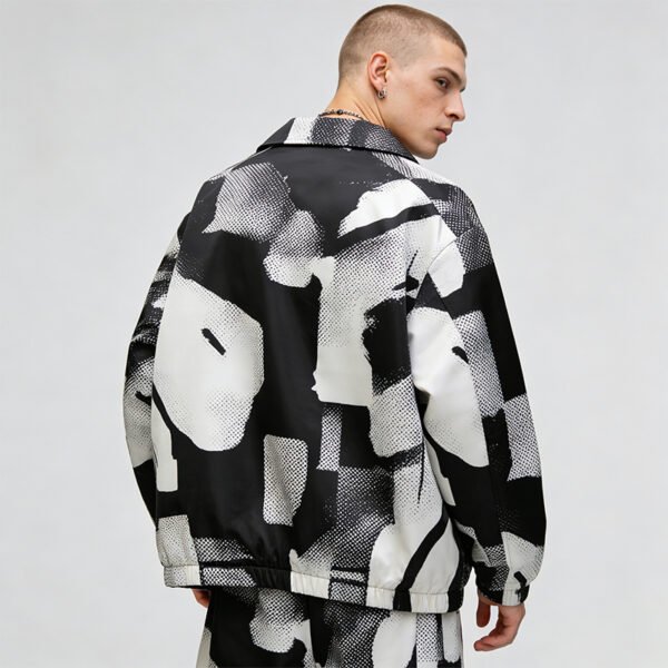 Custom Abstract Print Zip-Front Collar Jacket - Style 2965D5 - product detail view 5