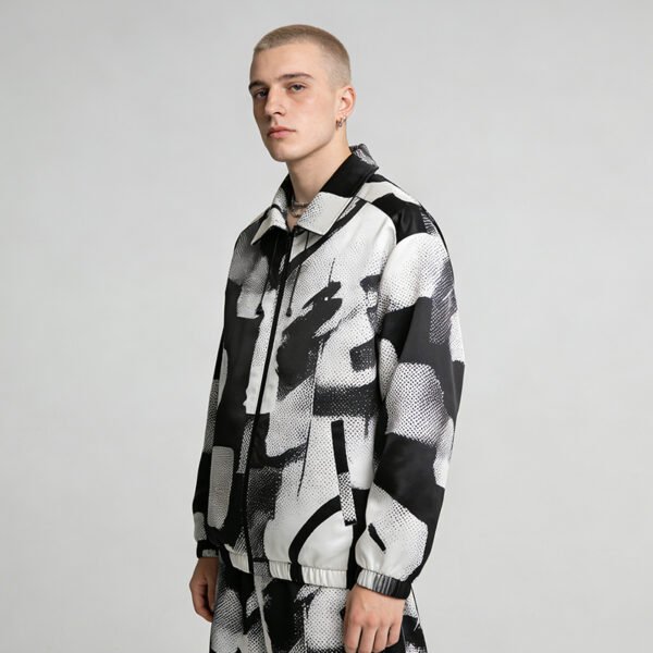 Custom Abstract Print Zip-Front Collar Jacket - Style 2965D5 - product detail view 6