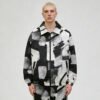 Custom Abstract Print Zip-Front Collar Jacket - Style 2965D5 - product detail view 7