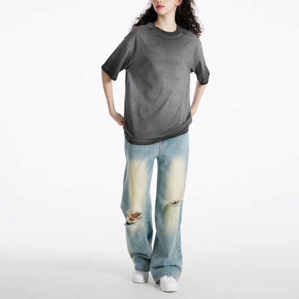 Custom Acid-Wash Drop-Shoulder T-Shirt | - Style D1E35B - product detail view 2