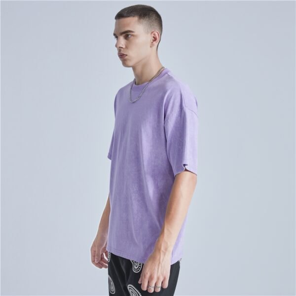 Men's oversized purple acid-washed crewneck t-shirt