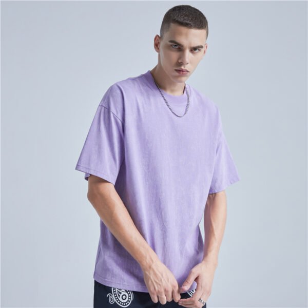 Custom Purple Acid-Washed Embroidery-Ready T-Shirt - Style E4793C - product detail view 5