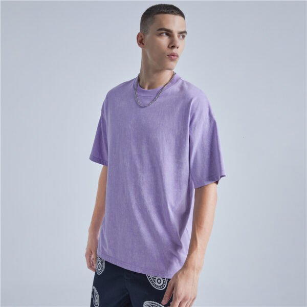 Custom Purple Acid-Washed Embroidery-Ready T-Shirt - Style E4793C - product detail view 6