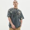 Custom Acid-Wash Foil and Rubber Print T-Shirt - Style 06B1CF - product detail view 5