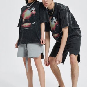Custom Acid-Wash Graphic Heavyweight T-Shirt - Style F4FB94