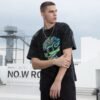 Custom Acid-Wash Skeleton Heat-Transfer T-Shirt - Style FCB7DA - product detail view 5