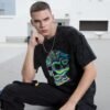 Custom Acid-Wash Skeleton Heat-Transfer T-Shirt - Style FCB7DA - product detail view 7