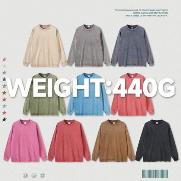 Custom Acid-Washed Rib-Cuff Long-Sleeve Tee W0156 - Style 1ED5EE - product detail view 3 Custom Acid-Washed Rib-Cuff Long-Sleeve Tee W0156 - Style 1ED5EE - product detail view 3
