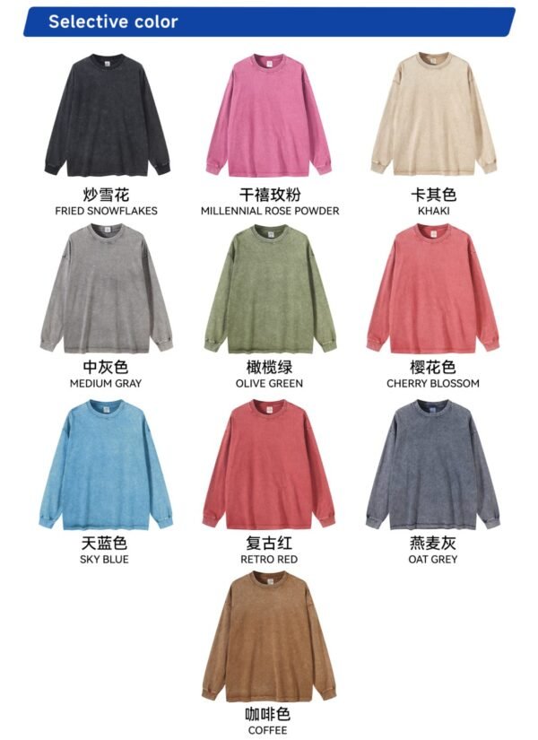 Custom Acid-Washed Rib-Cuff Long-Sleeve Tee W0156 - Style 1ED5EE - product detail view 4 Custom Acid-Washed Rib-Cuff Long-Sleeve Tee W0156 - Style 1ED5EE - product detail view 4