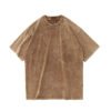 Brown acid-wash oversized blank crewneck t-shirt