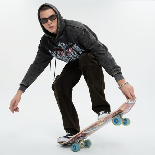Custom Acid Wash Oversized Graphic Pullover Hoodie - Style 6371B6