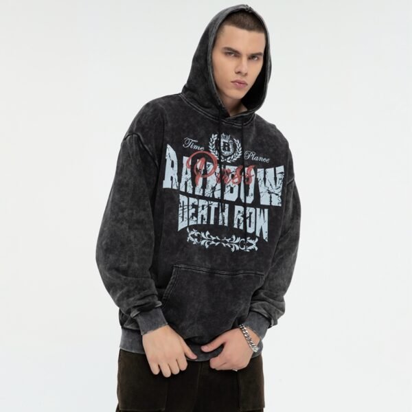 Custom Acid Wash Oversized Graphic Pullover Hoodie - Style 6371B6 - product detail view 5