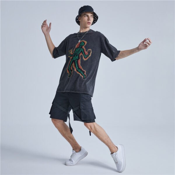 Custom Acid-Wash Skeleton Graphic Oversized T-Shirt - Style A305BA Custom Acid-Wash Skeleton Graphic Oversized T-Shirt - Style A305BA