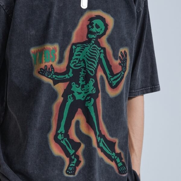 Custom Acid-Wash Skeleton Graphic Oversized T-Shirt - Style A305BA - product detail view 7 Custom Acid-Wash Skeleton Graphic Oversized T-Shirt - Style A305BA - product detail view 7