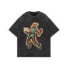 Custom Acid-Wash Skeleton Graphic Oversized T-Shirt | - Style AF8149
