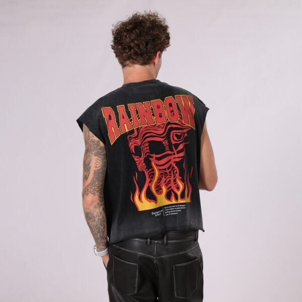 Custom Acid Wash Graphic Sleeveless Tank Top - Style 59D115 - product detail view 6 Custom Acid Wash Graphic Sleeveless Tank Top - Style 59D115 - product detail view 6